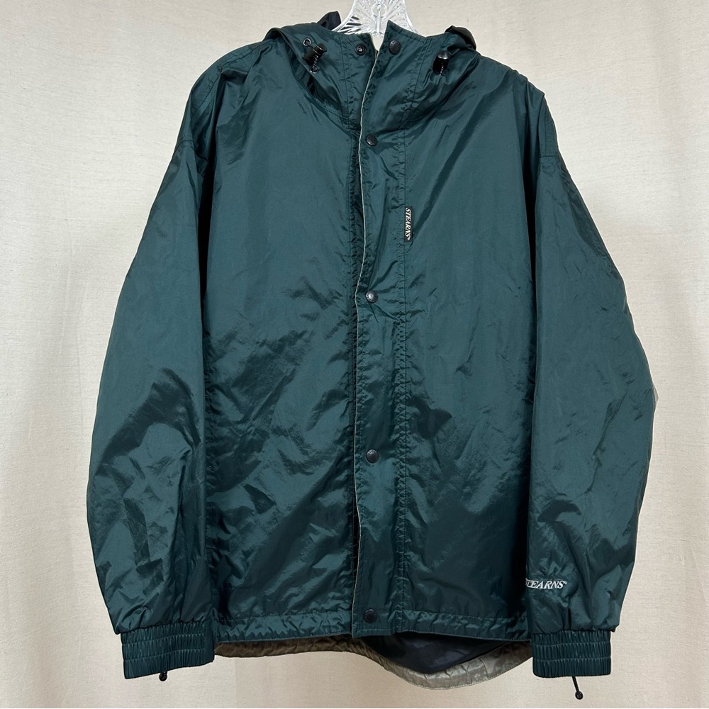 Stearns Dry Wear™ waterproof breathable men’s M green gray hooded rain jacket